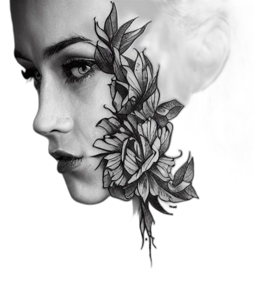 crown, mask, flower, face, photorealistic, fantasy art, pencil sketch, concept art transparent PNG cut-out