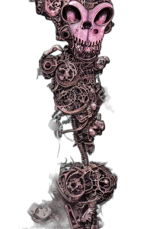 robot, creature, staff, weapon, concept art, fantasy art, 3d render, pixel art transparent PNG cut-out