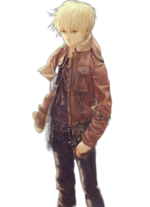 jacket, creature, staff, weapon, concept art, watercolor, cyberpunk, pixel art transparent PNG cut-out