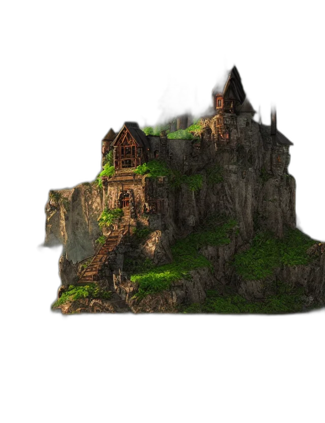 building, crown, dragon, staff, 3d render, concept art, pixel art, fantasy art transparent PNG cut-out