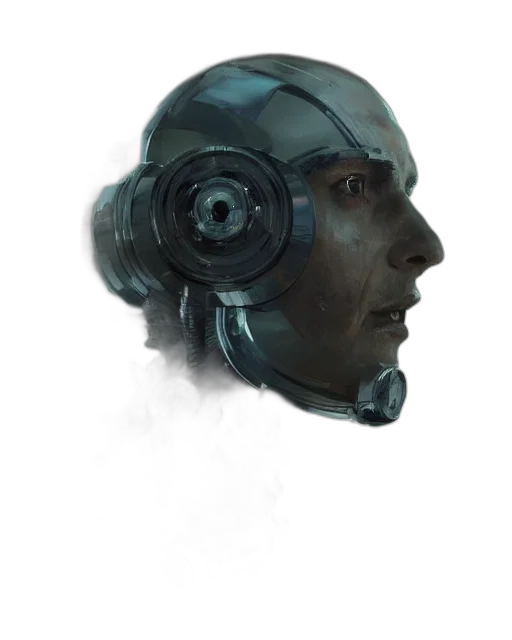 robot, mask, face, creature, concept art, cyberpunk, fantasy art, photorealistic transparent PNG cut-out