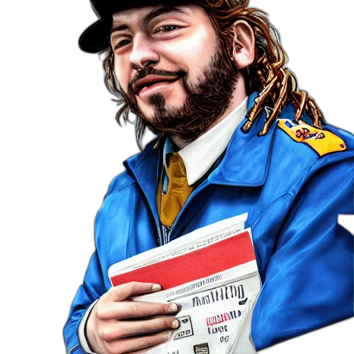 jacket, staff, hat, robot transparent PNG cut-out