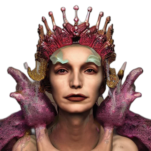 crown, face, jewelry, staff, concept art, fantasy art, 3d render, photorealistic transparent PNG cut-out