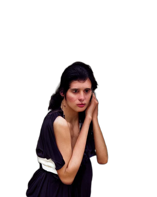dress, face, jacket, jewelry transparent PNG cut-out