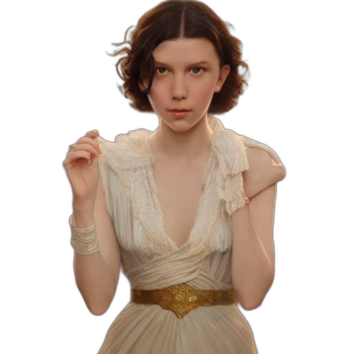 dress, jewelry, crown, staff transparent PNG cut-out