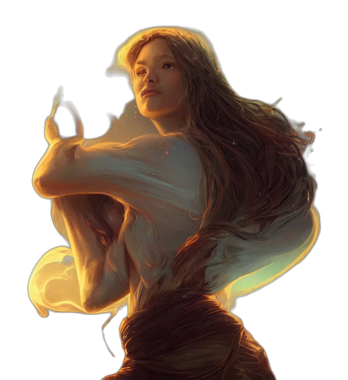 dress, creature, hair, fantasy art transparent PNG cut-out