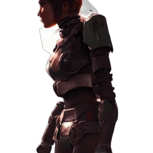 robot, jacket, weapon, staff, concept art, cyberpunk, fantasy art, 3d render transparent PNG cut-out