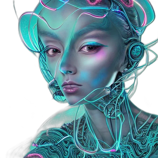 robot, face, mask, creature, cyberpunk, fantasy art, concept art, vaporwave transparent PNG cut-out