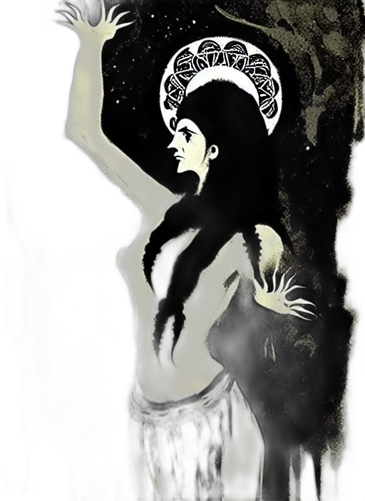 crown, dress, fantasy art, concept art, comic book art, watercolor, outer space, forest transparent PNG cut-out
