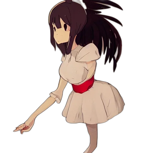 dress, creature, hair, staff transparent PNG cut-out