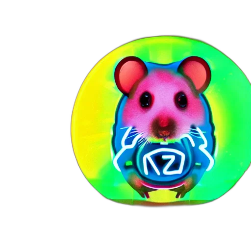 mask, 3d render, vaporwave, concept art, neon, rainbow, hamster, cyberpunk transparent PNG cut-out