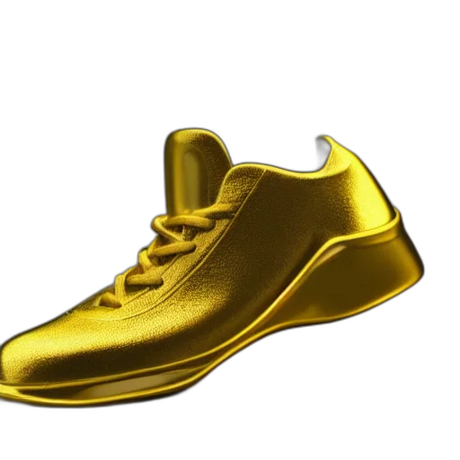 shoes, 3d render, photorealistic, golden, most, expensive, sneaker, ever transparent PNG cut-out