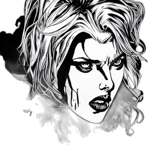 face, hair, comic book art, cartoon, concept art, pencil sketch, monochrome, symmetrical transparent PNG cut-out