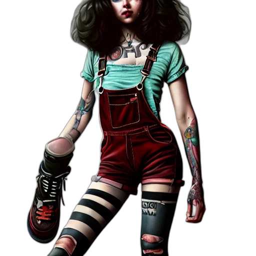 dress, hair, staff, comic book art, concept art, fantasy art, cyberpunk, dark transparent PNG cut-out