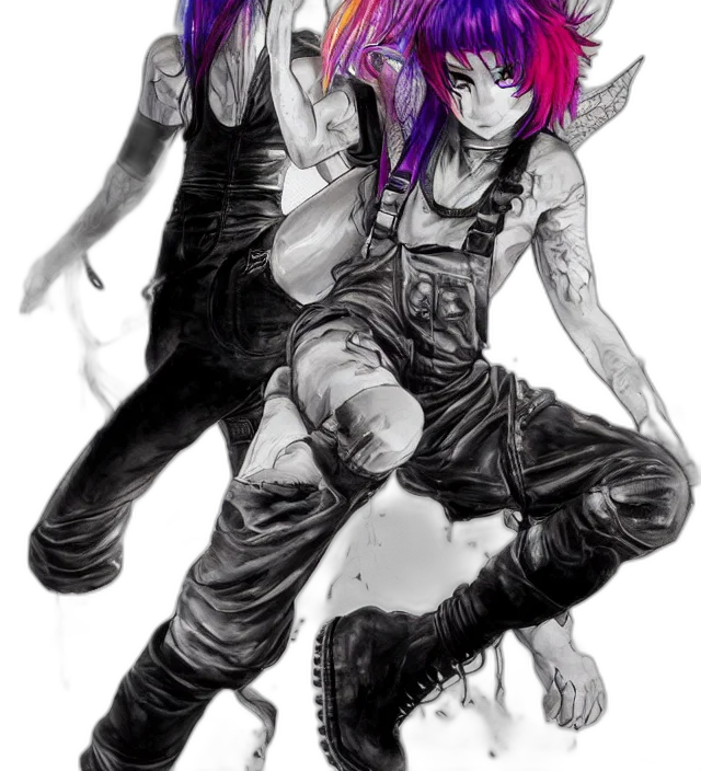 cyberpunk, concept art, fantasy art, comic book art, outer space, fire, neon lights, full transparent PNG cut-out