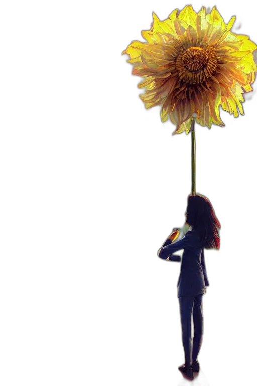 flower, umbrella, staff, dress, concept art, 3d render, photorealistic, watercolor transparent PNG cut-out