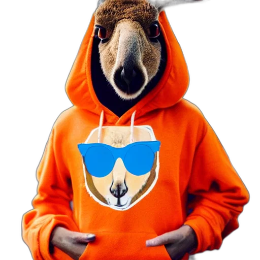 jacket, animal, staff, creature, 3d render, portrait, photo, kangaroo transparent PNG cut-out