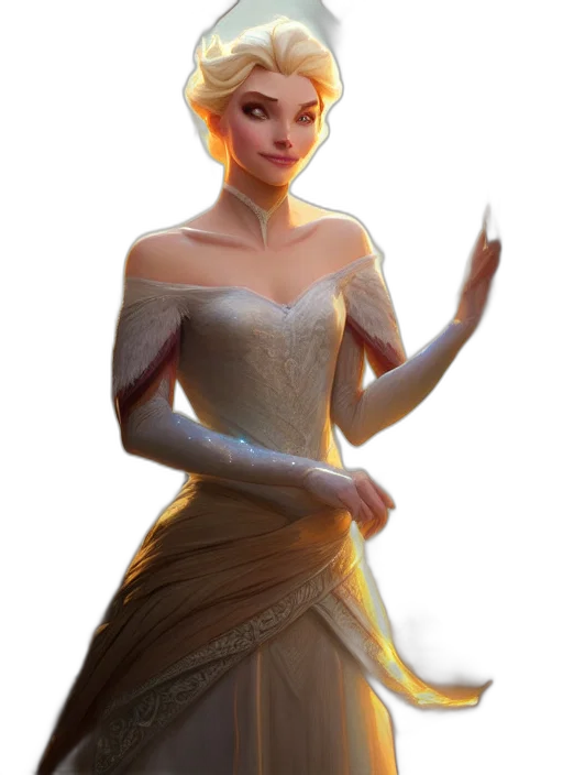 dress, crown, staff, jewelry, concept art, fantasy art, 3d render, photorealistic transparent PNG cut-out