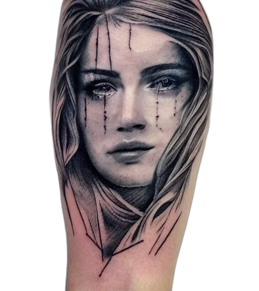 face, dress, photorealistic, cyberpunk transparent PNG cut-out