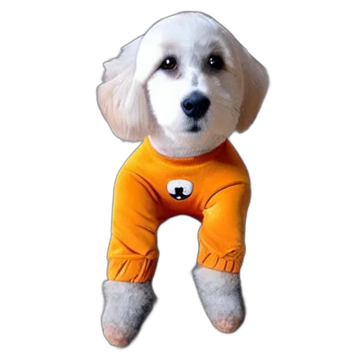 animal, jacket, 3d render, photorealistic, pixel art, dog, pants transparent PNG cut-out