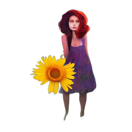 dress, flower, umbrella, creature, 3d render, concept art, pixel art, fantasy art transparent PNG cut-out