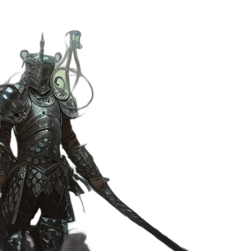 sword, weapon, robot, staff, concept art, fantasy art, 3d render, monochrome transparent PNG cut-out