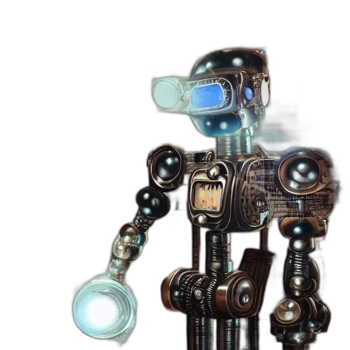robot, staff, weapon, animal, concept art, 3d render, cyberpunk, steampunk transparent PNG cut-out