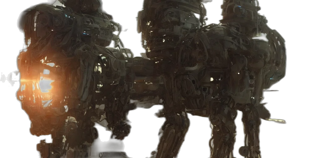 robot, creature, animal, weapon, 3d render, concept art, cyberpunk, outer space transparent PNG cut-out