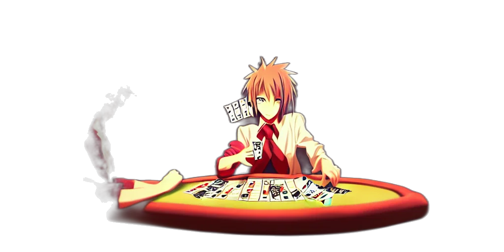 concept art, anime, cartoon, 3d render, fire, character, playing, poker transparent PNG cut-out