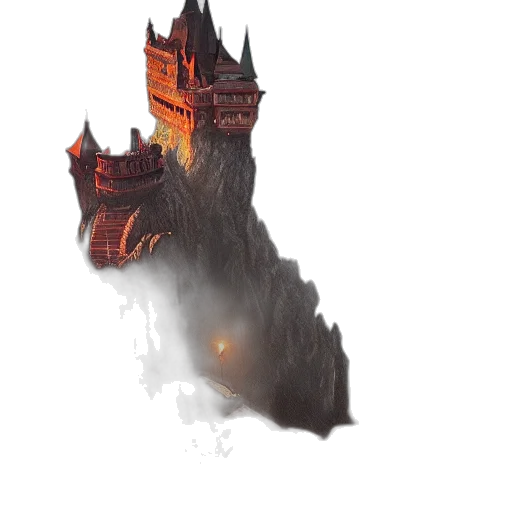 dragon, staff, crown, building, concept art, fantasy art, pixel art, 3d render transparent PNG cut-out
