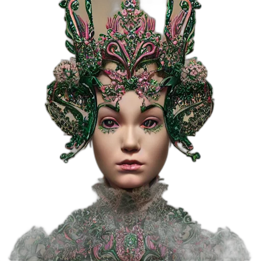 crown, mask, face, hat, fantasy art, concept art, photorealistic, 3d render transparent PNG cut-out