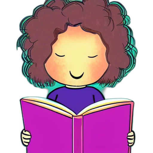 cartoon, girl, reading, book transparent PNG cut-out