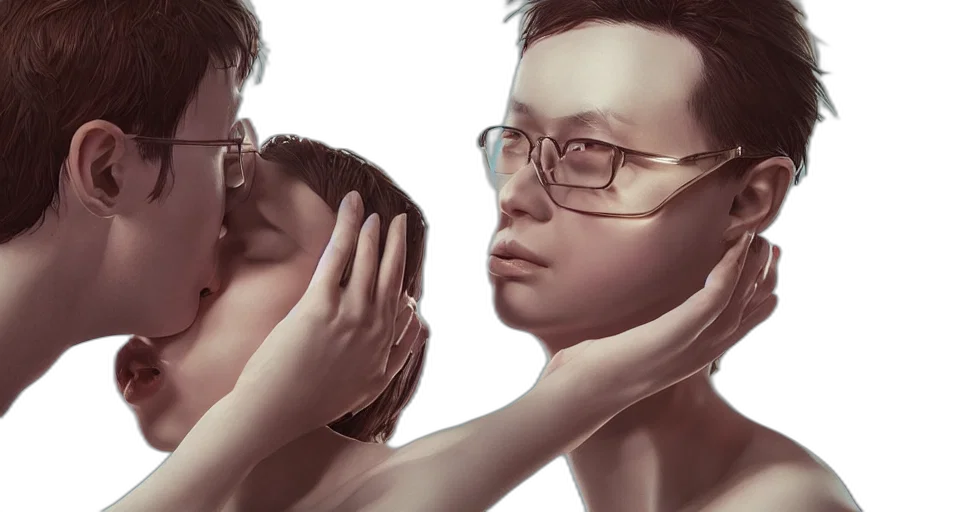 face, mask, hair, photorealistic, 3d render, concept art, cyberpunk, xray transparent PNG cut-out