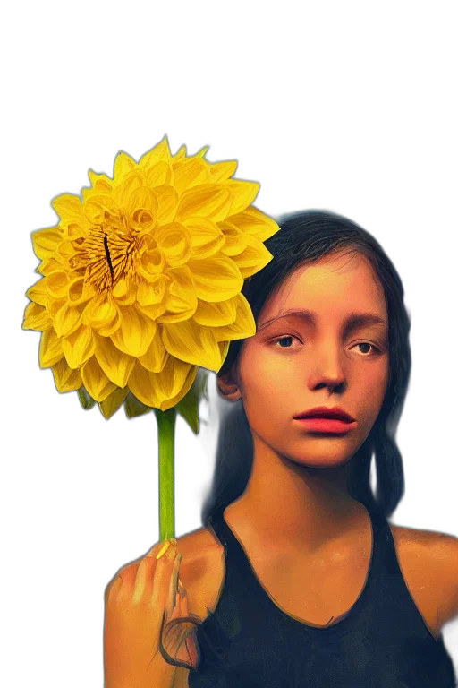 flower, face, crown, dress, photorealistic, oil painting, fantasy art, pixel art transparent PNG cut-out