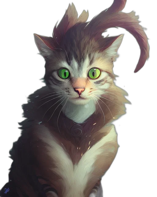 staff, animal, creature, fantasy art, concept art, photorealistic, oil painting, green transparent PNG cut-out