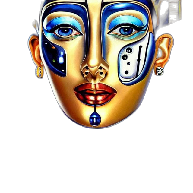 mask, jewelry, face, crown, photorealistic, fantasy art, concept art, cartoon transparent PNG cut-out