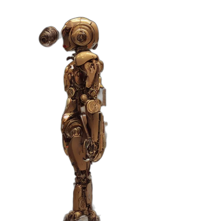 robot, staff, weapon, jewelry, concept art, 3d render, outer space, octane transparent PNG cut-out
