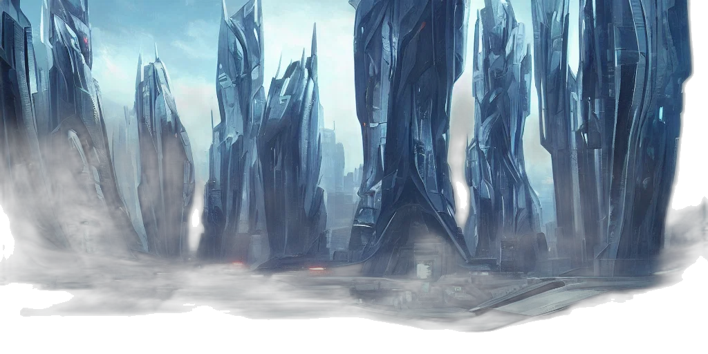 concept art, fantasy art, comic book art, watercolor, snow, fog, outer space, city street transparent PNG cut-out