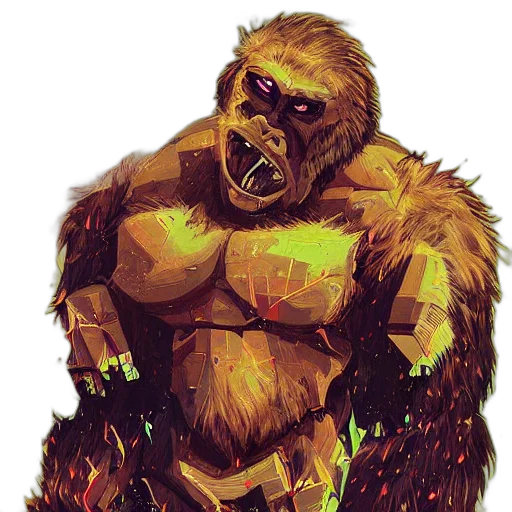 creature, animal, concept art, comic book art, fantasy art, pixel art, golden, portrait transparent PNG cut-out