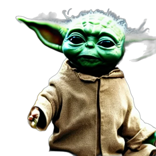 staff, 3d render, photorealistic, concept art, baby, yoda, drinking, glass transparent PNG cut-out