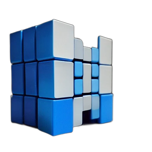 furniture, 3d render, pixel art, blue transparent PNG cut-out
