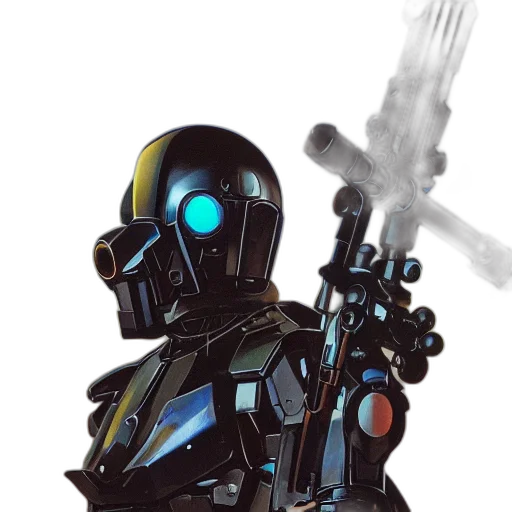 robot, weapon, staff, jacket transparent PNG cut-out