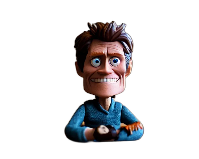 face, staff, robot, jacket, 3d render, cartoon, concept art, photorealistic transparent PNG cut-out