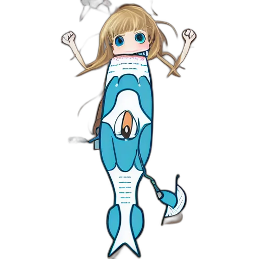 staff, creature, anime, concept art, pixel art, cartoon, underwater, blue transparent PNG cut-out