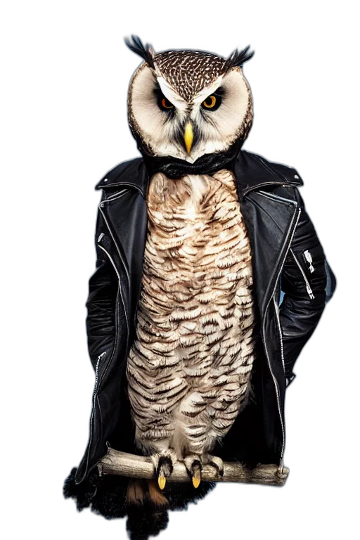 jacket, animal, creature, staff, photorealistic, concept art, cyberpunk, monochrome transparent PNG cut-out