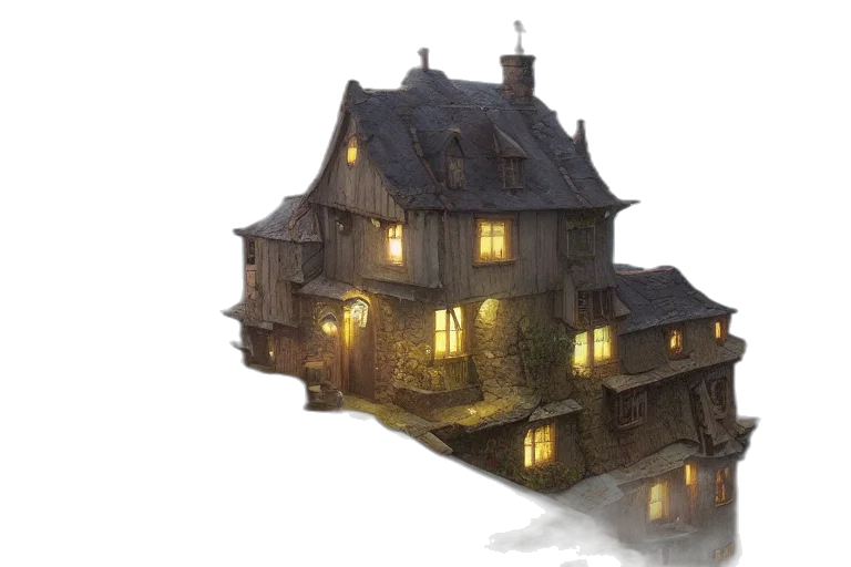 building, concept art, fantasy art, 3d render transparent PNG cut-out