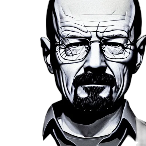 comic book art, cartoon, photorealistic, concept art, walter, white, portrait, seung transparent PNG cut-out