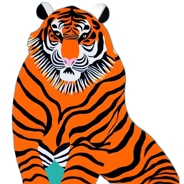animal, concept art, 3d render, beautiful, painting, lovely, toy, tiger transparent PNG cut-out