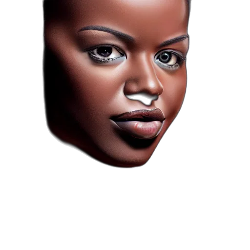 face, mask, hair, robot, photorealistic, 3d render, concept art, dark transparent PNG cut-out