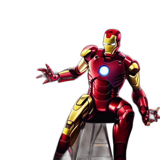robot, 3d render, concept art, comic book art, iron, man, sit, chair transparent PNG cut-out